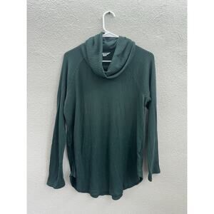 Sonoma Womens Sweater Size Large Green Ribbed Crowl Neck Long Sleeve